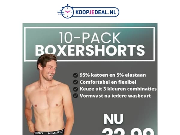 Laatste kans: 10 Boxershorts voor 32,99 ⏱️