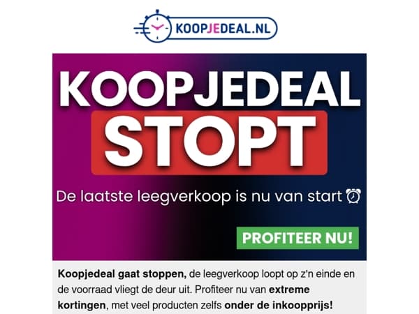 RE: Koopjedeal gaat Stoppen