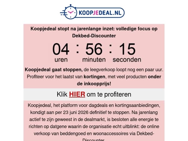 Koopjedeal Stopt over 5 uur ⏰