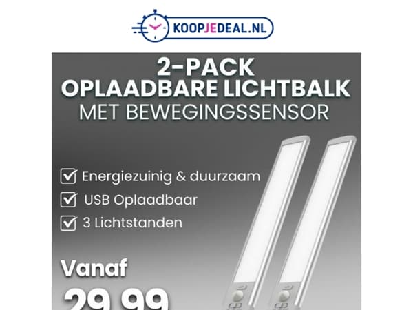 2 Oplaadbare Lichtbalken nu 29,99 💡