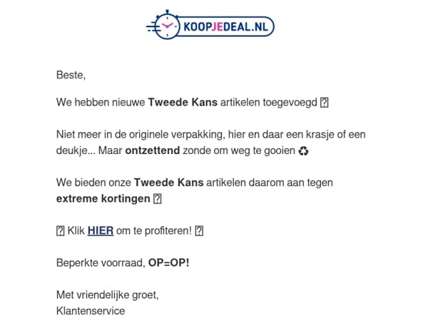 Nieuwe Tweede Kans artikelen!