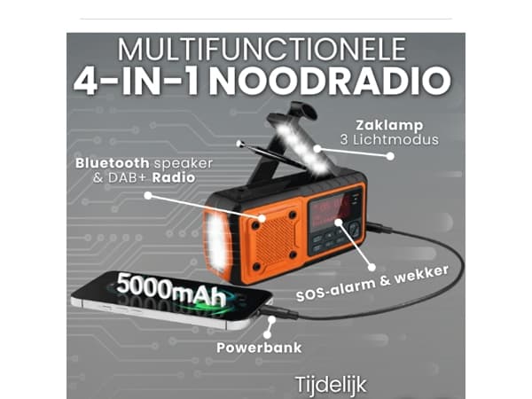 4-in-1 NoodRadio Tijdelijk 54,99 🤯