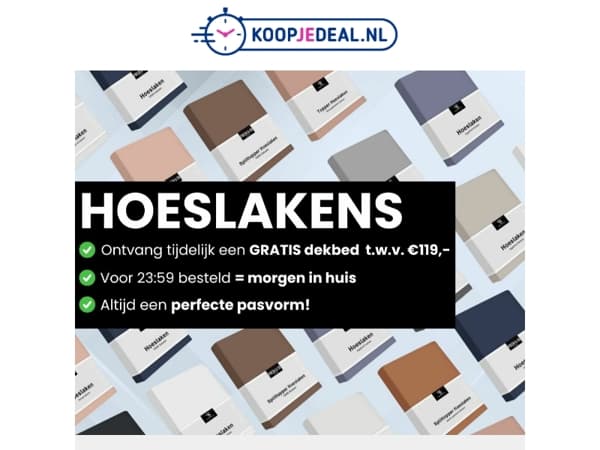 Hoeslakens vanaf 7,99,- 🚨