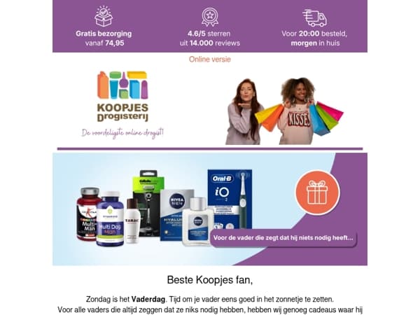 Voor vaders die 'niks' nodig hebben.  | KoopjesDrogisterij.nl