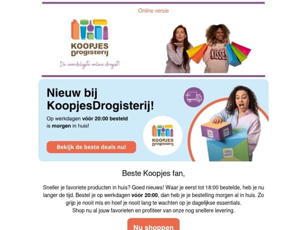 Vóór 20:00 besteld is morgen in huis! | KoopjesDrogisterij.nl