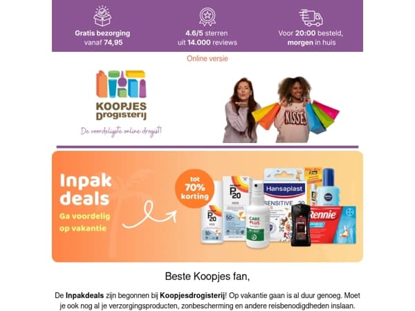 Koffer inpakken? Korting meepakken! Ga voordelig op vakantie. 🏖️ | KoopjesDrogisterij.nl