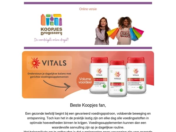 Vitals: een bewuste keuze voor elke dag | KoopjesDrogisterij.nl