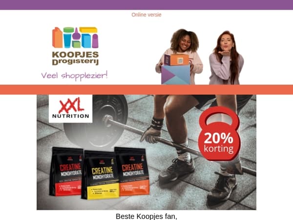 20% korting op XXL Nutrition Creatine!