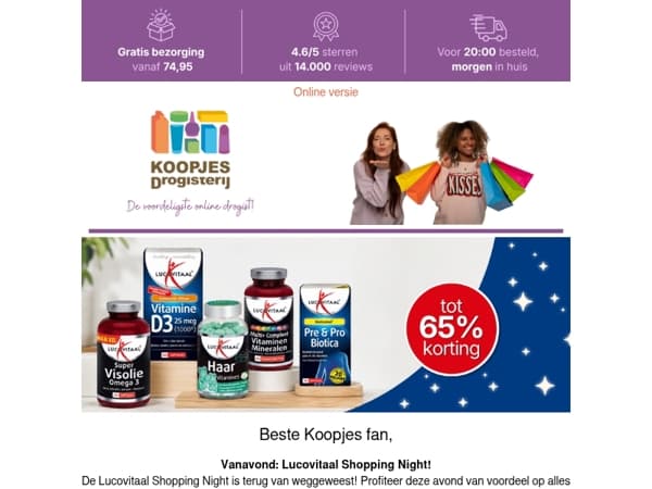 Lucovitaal Shopping Night: vanavond extra voordeel! 🌙  | KoopjesDrogisterij.nl