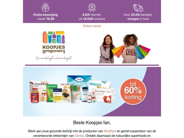 Pak voordeel op Modifast, Metagenics en meer 🤩 | KoopjesDrogisterij.nl