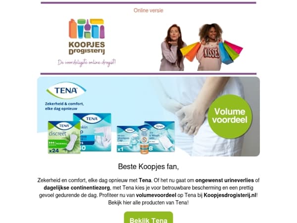 Profiteer van volumevoordeel op Tena favorieten 💙 | KoopjesDrogisterij.nl