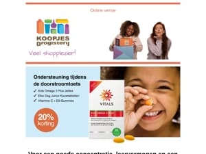 Ondersteuning van het geheugen en leerprestaties? Reken op Vitals! | KoopjesDrogisterij.nl