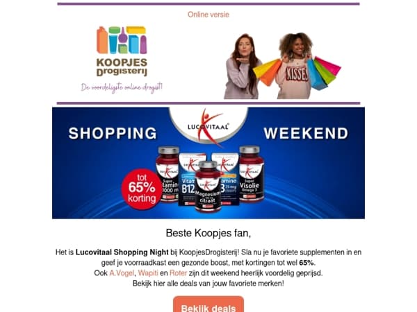 Lucovitaal Shopping Weekend: tot 65% korting| KoopjesDrogisterij.nl