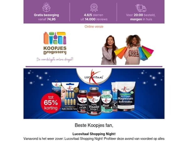 Maak je klaar voor de Lucovitaal Shopping Night!  | KoopjesDrogisterij.nl