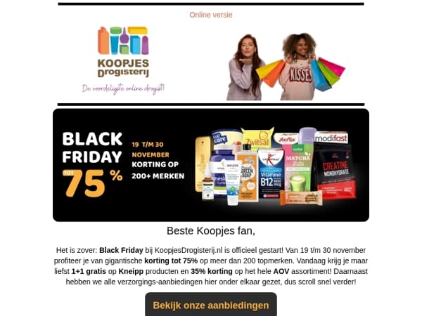 📣 Black Friday is hier: Dagaanbiedingen op Kneipp en AOV! | KoopjesDrogisterij.nl