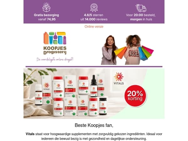 Je dagelijkse portie ‘goed bezig’ met Vitals| KoopjesDrogisterij.nl