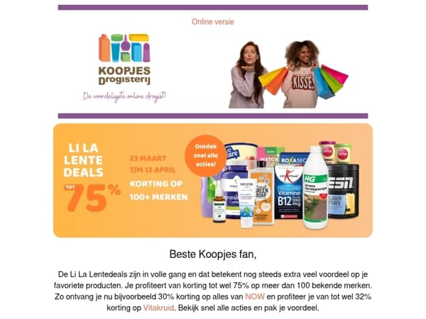 😄 Li La Lentedeals: tot 75% korting op jouw favorieten | KoopjesDrogisterij.nl
