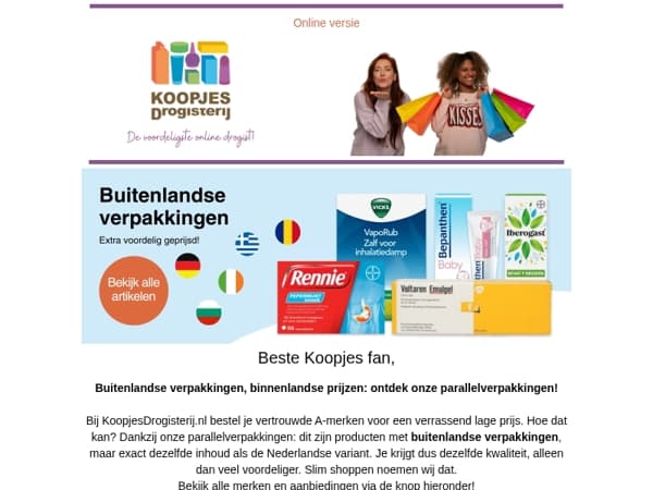 Pak extra hoge kortingen op buitenlandse verpakkingen van topmerken!