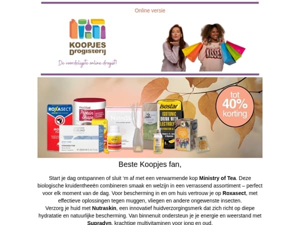 Geniet van herfstvoordeel op o.a. Supradyn, Roxasect en Isostar!