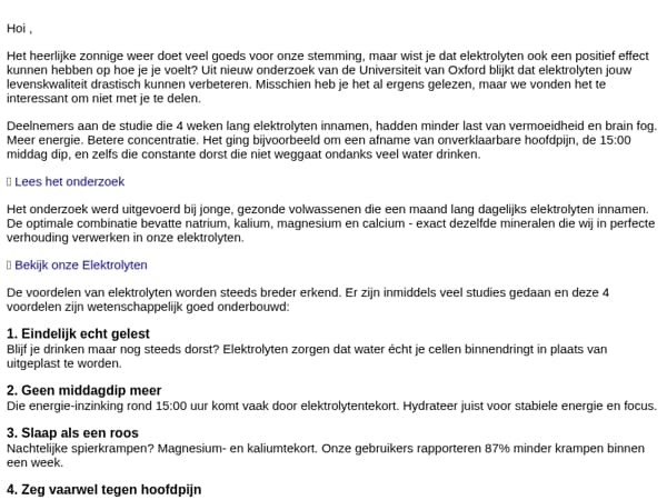 Levenskwaliteit verbeteren met elektrolyten
