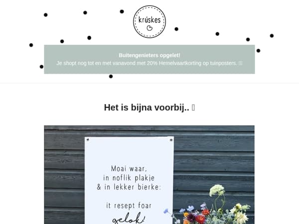 📢 Laatste kans: vandaag nog 20% korting op tuinposters!