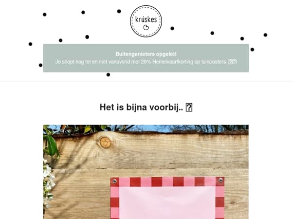 📢 Laatste kans: vandaag nog 20% korting op tuinposters!
