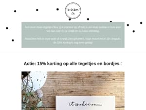 📢 15% korting op alle tegeltjes en bordjes!