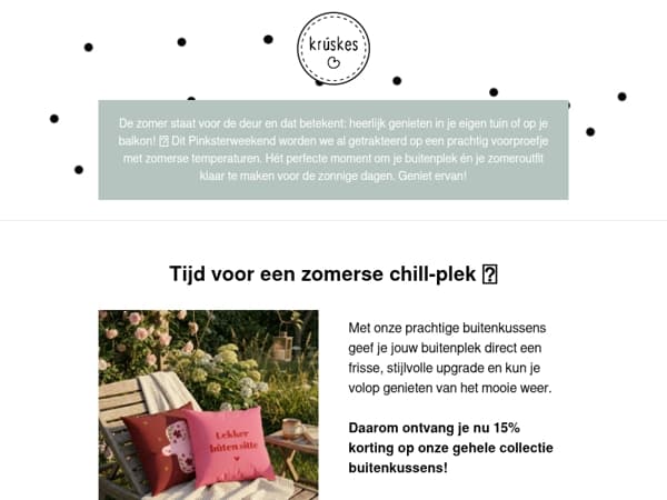 Heerlijk Pinksterweer! ☀️ 15% korting op kussens en blijf koel met een pet