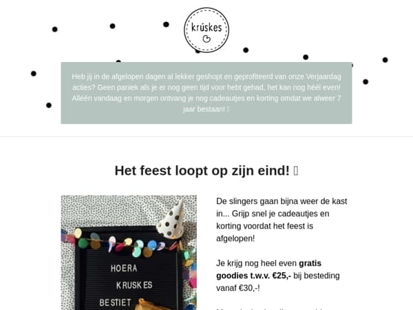 🚨 Krúskes 7 jaar | Laatste kans!