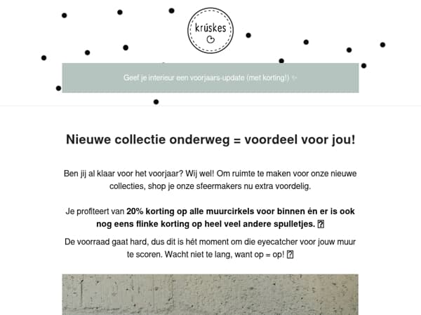 📢 Voorjaarsopruiming: 20% korting op alle muurcirkels!