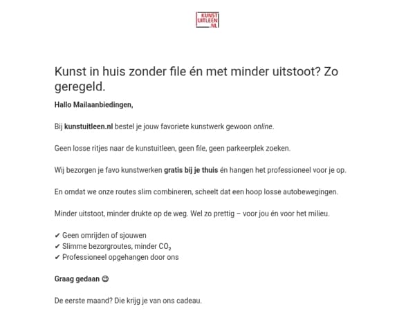 Kunst in huis zonder file én met minder uitstoot? Zo geregeld.