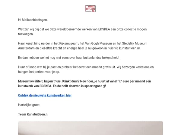 EDSKEA. Kunst die in musea hing. Vanaf €17 per maand.