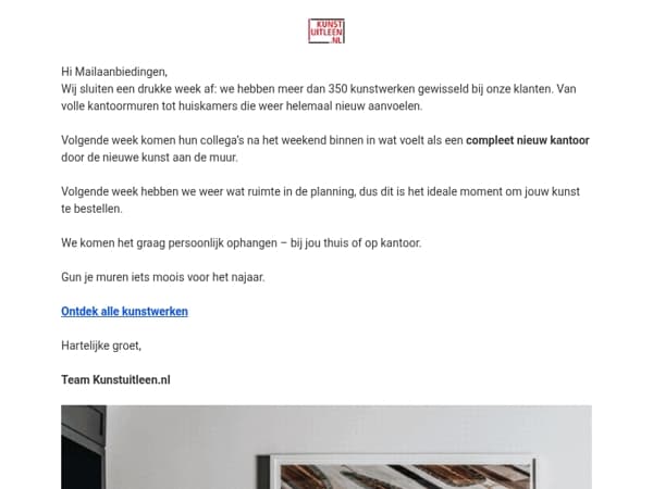 Na een week met meer dan 350 kunstwissels… tijd voor iets moois bij jou thuis?