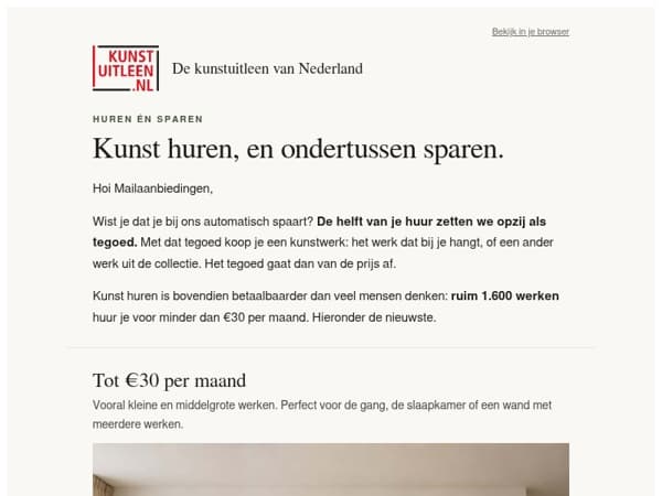 Automatisch sparen met een mooi kunstwerk aan de muur