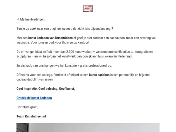 Op zoek naar een bijzonder cadeau? Geef de kunstuitleen kadobon 🎁🖼️