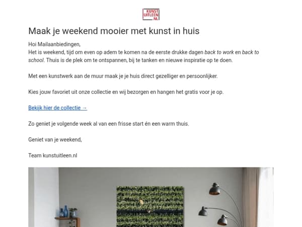 Maak je weekend mooier met kunst in huis