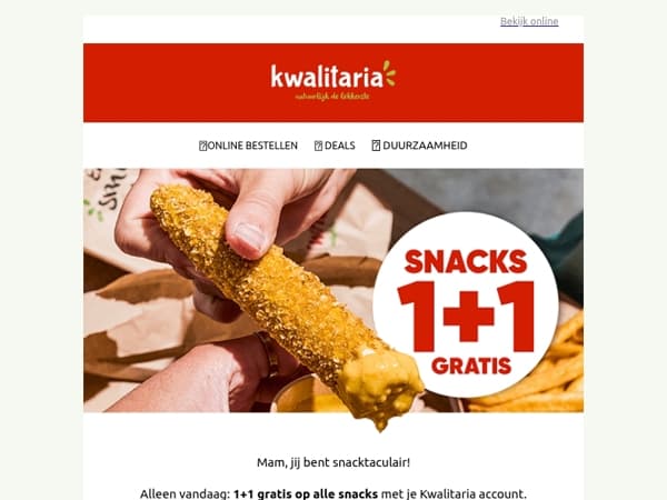 Alleen vandaag: 1+1 gratis op snacks