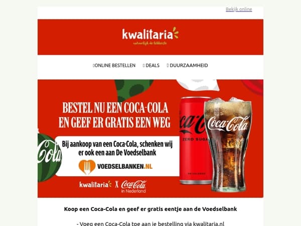 Doneer GRATIS een Coca-Cola aan de Voedselbank!