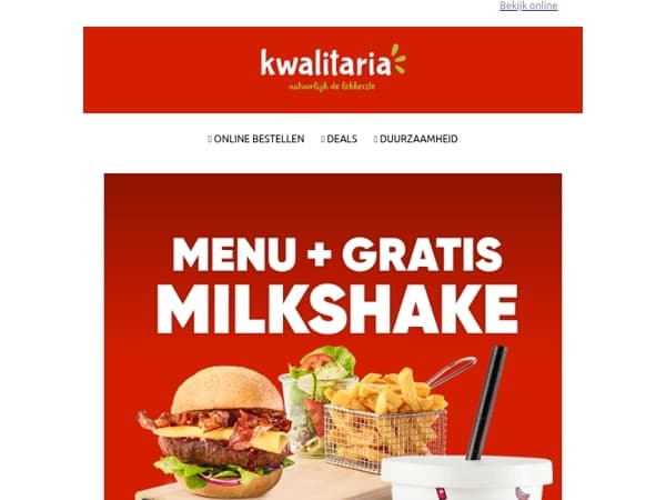 Gratis milkshake bij burgermenu!