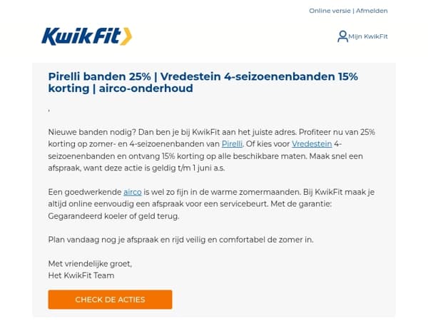 Pirelli banden 25% | Vredestein 4-seizoenenbanden 15% korting | airco-onderhoud
