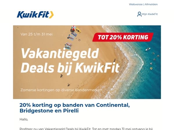 Vakantiegeld Deals: 20% korting op diverse bandenmerken