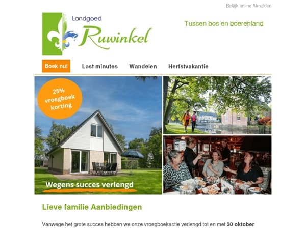 Wegens succes verlengd: 25% vroegboekkorting!