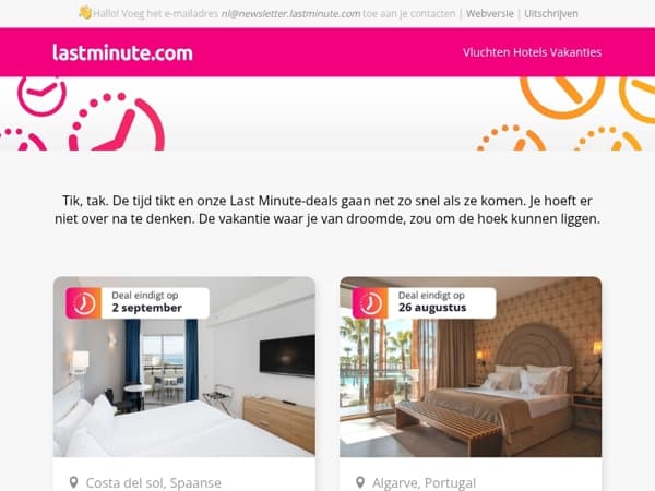 Profiteer vanaf slechts € 394 met onze Last Minute-deals