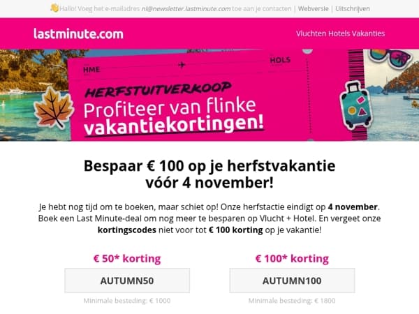 Laatste kans op tot € 100 korting tijdens onze herfstactie!