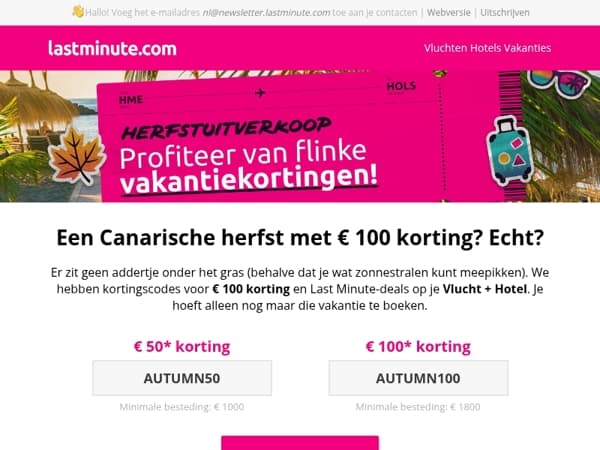 Versla de herfstkou met tot € 100 korting