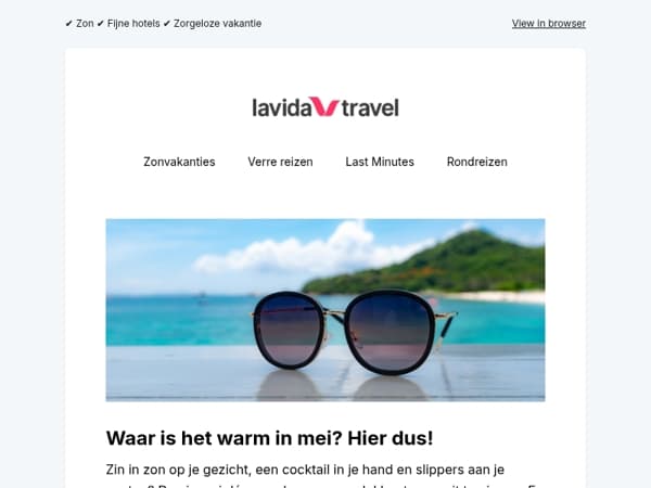 De zonnigste vakantiebestemmingen in mei ☀️