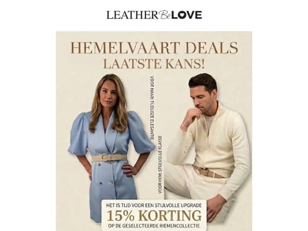 Laatste dag Hemelvaart deals | Tot 15% korting.