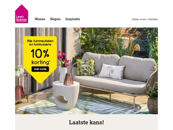 🌻 LAATSTE KANS -10% op tuinmeubelen!