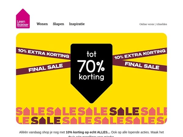 Laatste kans! 10% extra korting op alles 🔥