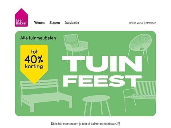 🌸 Tuinfeest: tot 40% korting op tuinmeubelen